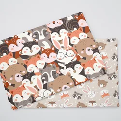 160 * 50 cm Animal Babbit Fox Printed Cotton Fabric For Sewing Craft Cloth Quilting Baby Dress Tecido Diy Patchwork Handmade Tissu