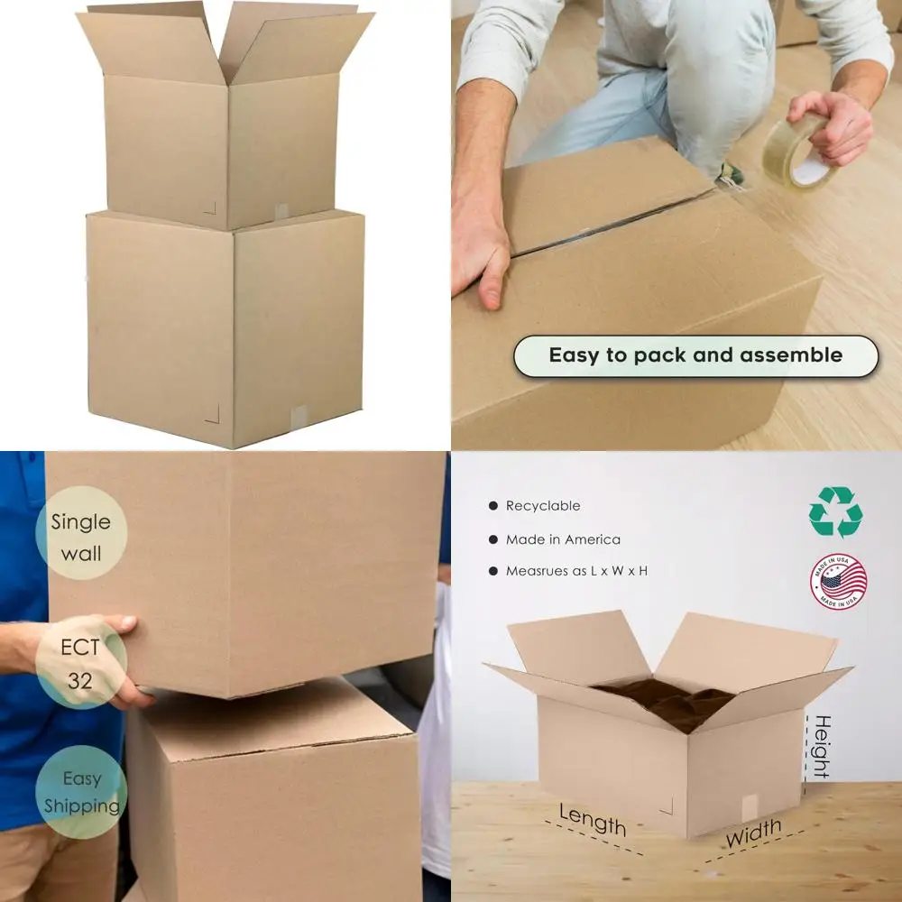 20 عبوة من صناديق شحن الورق المقوى المموجة من كرافت البني مقاس 20 × 12 × 12 لبريد الأعمال والتعبئة والتغليف وحلول التخزين