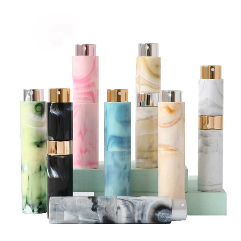 10ml Metal Perfume Bottle Marble Ink Pattern Refillable Travel Portable Spray Case Glass Aluminum Cosmetic Container Atomizer