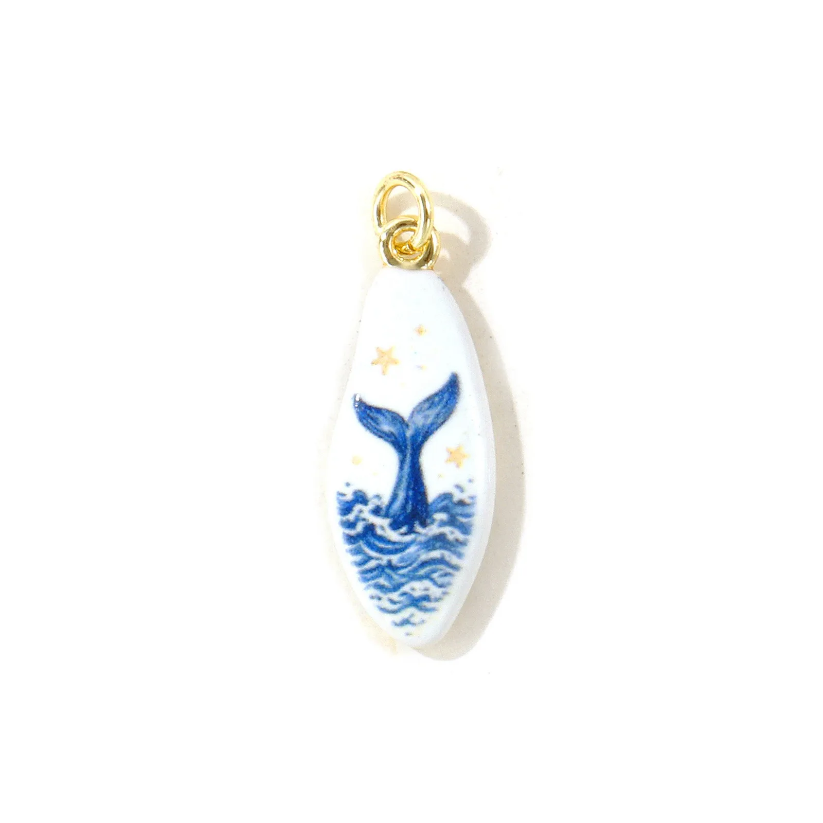 1 Stück Ozean-Schmuck Muschel-Schildkröten-Seepferdchen-Anhänger 18K vergoldet blau doppelseitig emailliert bedruckter Messinganhänger DIY 3x1cm – Detail 9