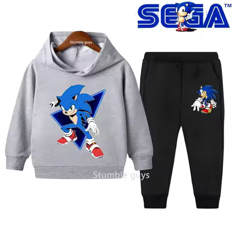 Kids Sonic Hoodie Set Autumn Winter Boys Clothes Girls Warm Casual Sweatshirt Trucksuit Street Trendy Tee​