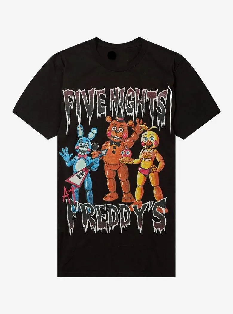 Ive Nights At Freddy's Top High Street Punk Print Short Sleeve Fashion Top Sport Street Wear Casual Loose Cotton T-shirt Unisex