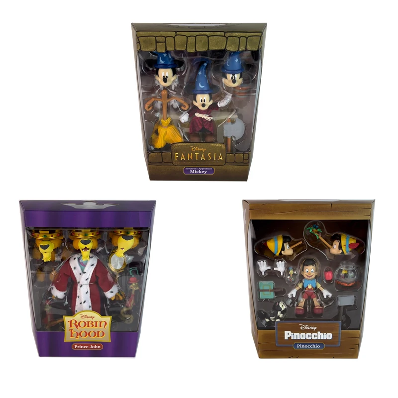 Super7 Disney Ultimates Mickey Mouse Prince John Pinocchio Action Figure Classic Movie Character Peripheral Collectible Models