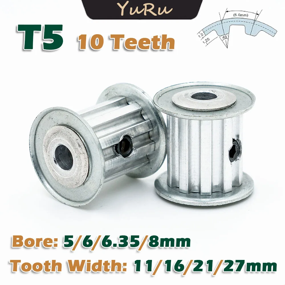 T5 10 Teeth AF Timing Pulley Bore 5~8mm 10T Tooth Width 11~27mm Transmission CNC 10Teeth Driving Wheel Pitch 5mm Synchro-pulley