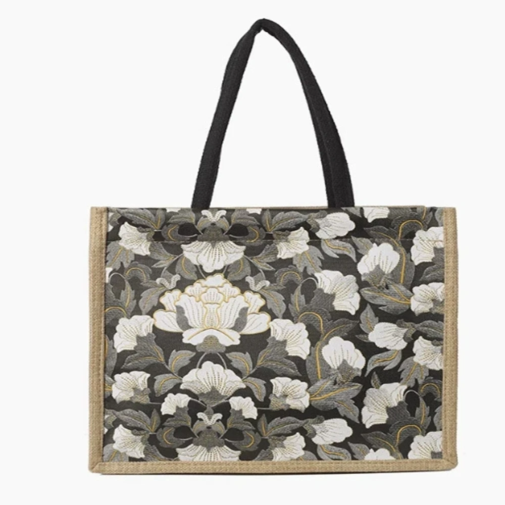 

Linen Bag for Women 2025 Fashionable Linen Hand-held Mommy Bag Large Capacity Student Bag Linen Bag For School Shopping Travel