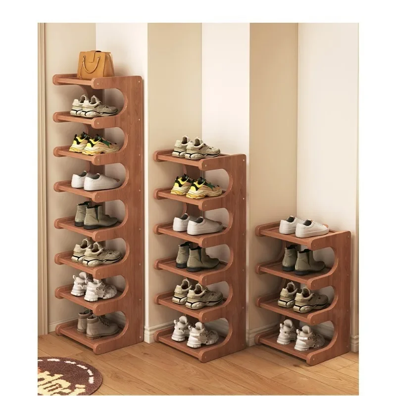 The Shoe Rack  and The Narrow Multi-layer Storage Rack in The Household Corner Enters Door. Small Space-saving Shoe Cabinet