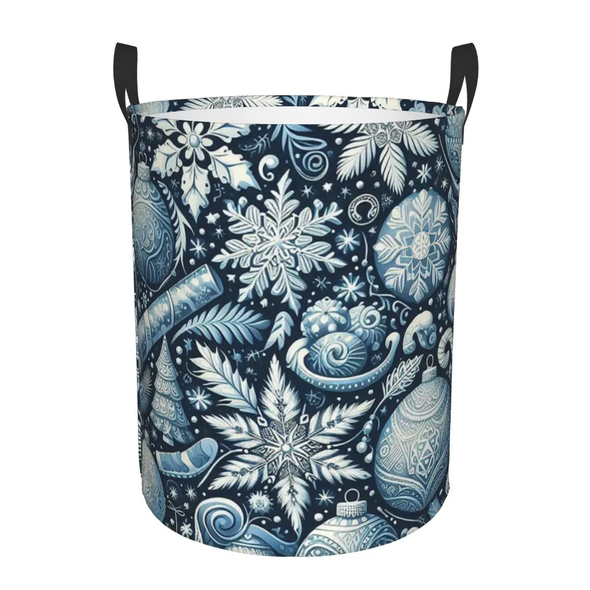 Christmas blue And White Foldable Laundry Baskets Dirty Clothes Home Organizer Large Waterproof Bucket For Home Kids