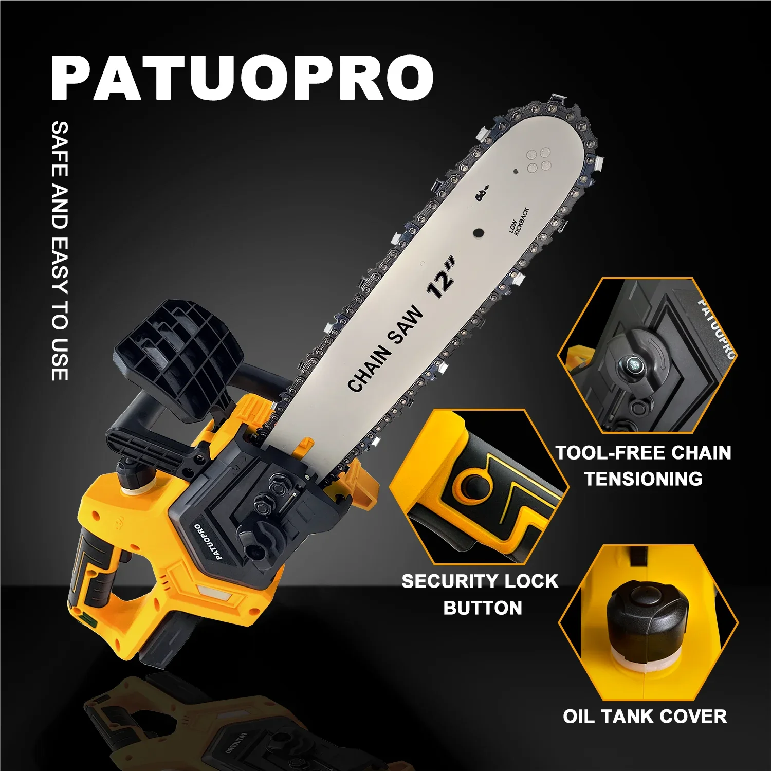 Motosierra eléctrica inalámbrica sin escobillas, sierra recargable para corte de árboles, batería Makita de 18v, 12 pulgadas