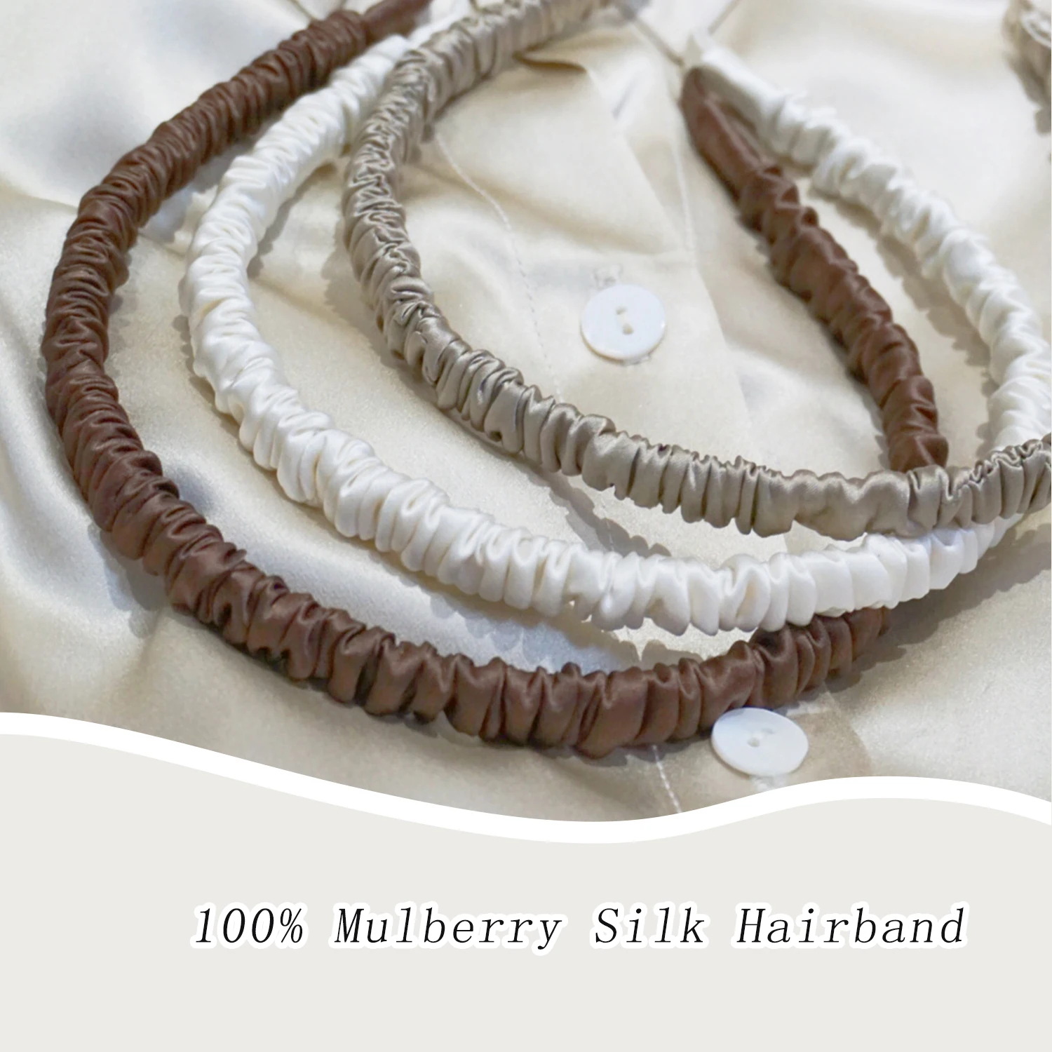 Bandeau en soie 1 cm en soie de mûrier 100 %