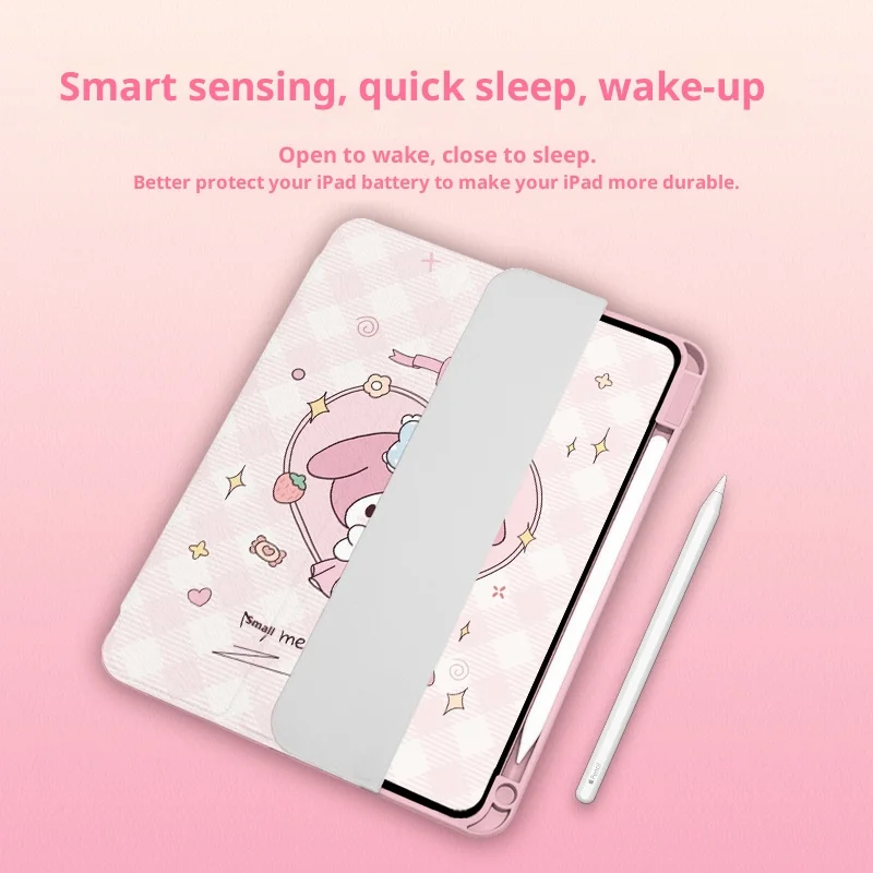 MINISO My Melody لجهاز iPad حافظة Ipad 9/10/11 A16 11in غطاء لوحي ipad Air3 4 5 M2 M3 10.9in Pro 4 5 6 12.9in M4 حافظة واقية