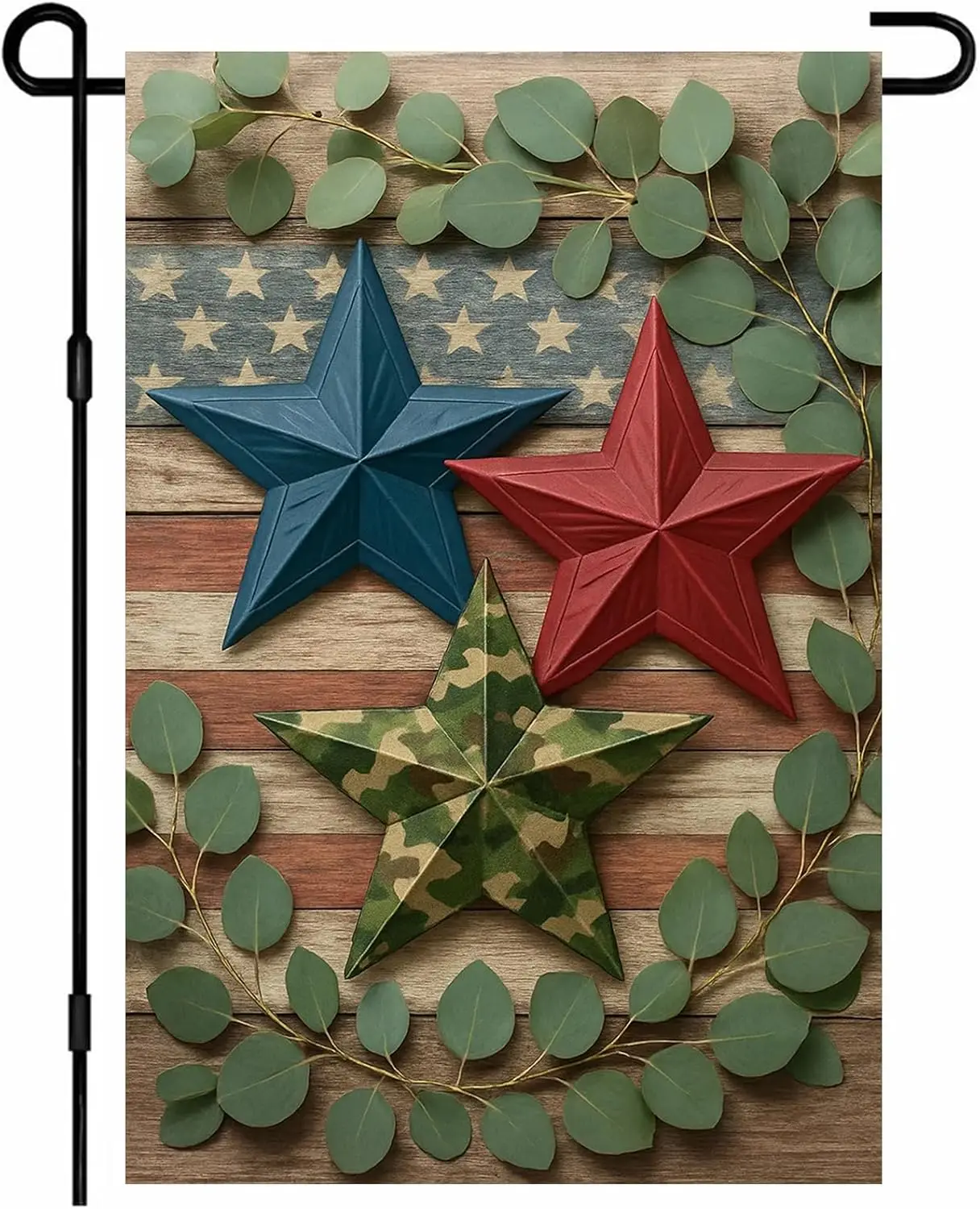 IVN Patriotic Garden Flag Stars and Stripes 12x18 Inch Red White Blue Star Design Outdoor Sign for Fourth of July Lawn or Po EEZ