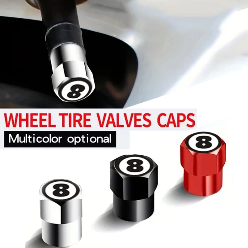 4PCS Personal Number Eight Pattern Car Wheel Tire Valve Caps Tyre Stem For Mercedes Benz Volkswagen Nissan Mazda Honda BMW