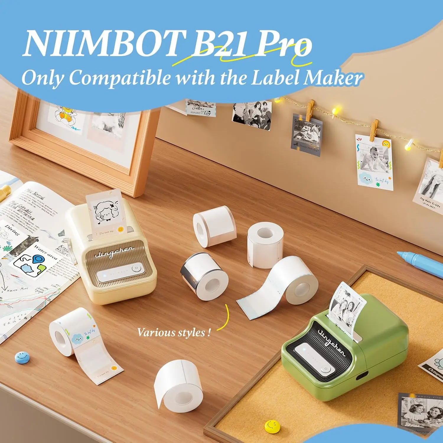 For NiiMbot B21Pro Thermal Printer Photo Color Label Sticker High-definition Photo Printing Photo Paper With Adhesive Backing