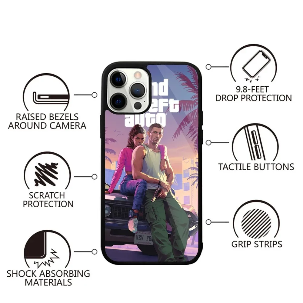 Game G-GTA 5 6 Vice   Phone Case Strong Magnetic For IPhone 16,15,14,13,Pro,Max,Plus,11,12,Mini For Magsafe Wireless Charging