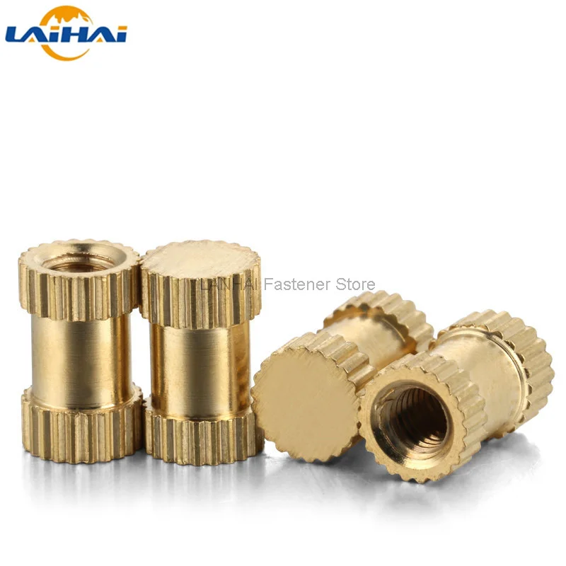 

5/25X M3 M4 M5 M6 M8 Type B Solid Brass Copper Injection Molding Knurl Thread Insert Nut Embedded Nutsert Single Pass Blind Hole