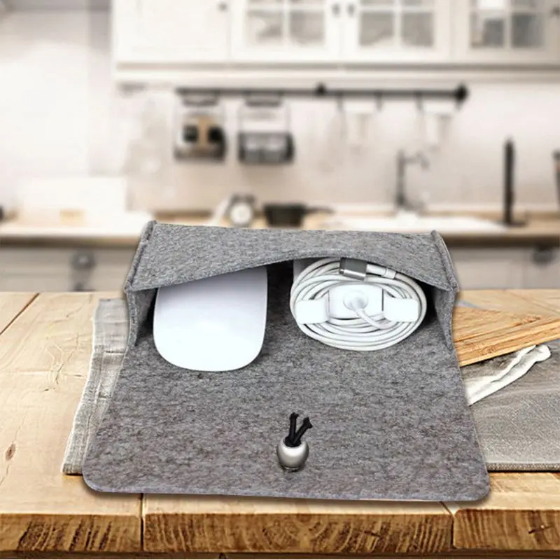 Мягкий войлочный органайзер для кабеля для передачи данных, дорожный мини-чехол для зарядных устройств, сумки для хранения для путешествий, USB-кабель для передачи данных, мышь, Прямая поставка