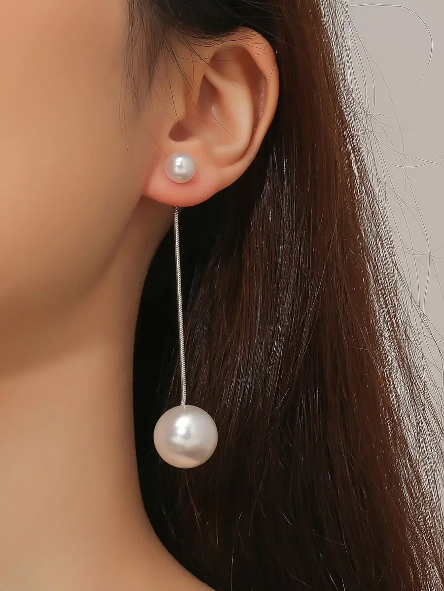 Faux Pearl Earring Jackets for Women Luxury Crystal Stud Earring Enhancer Clips Vintage Inspired Pearl Drop Ear Cuff Accessories