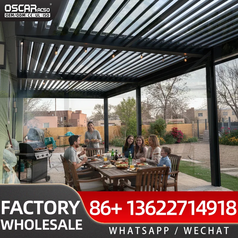 Rust Resistant Waterproof Aluminum Canopy Fixed Roof for Outdoor Garden Parking in US UK  pergola