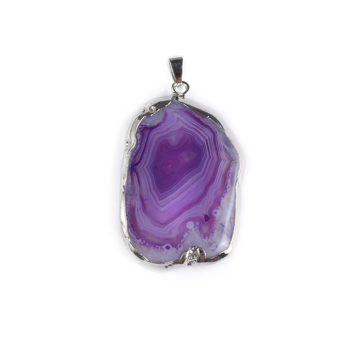 Natural Stone Pendants Sliver Plated Irregular Slice Purple Crystal for Trendy Jewelry Making Diy Women Necklace Gifts