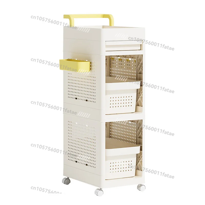 Cart storage rack, movable with pulley