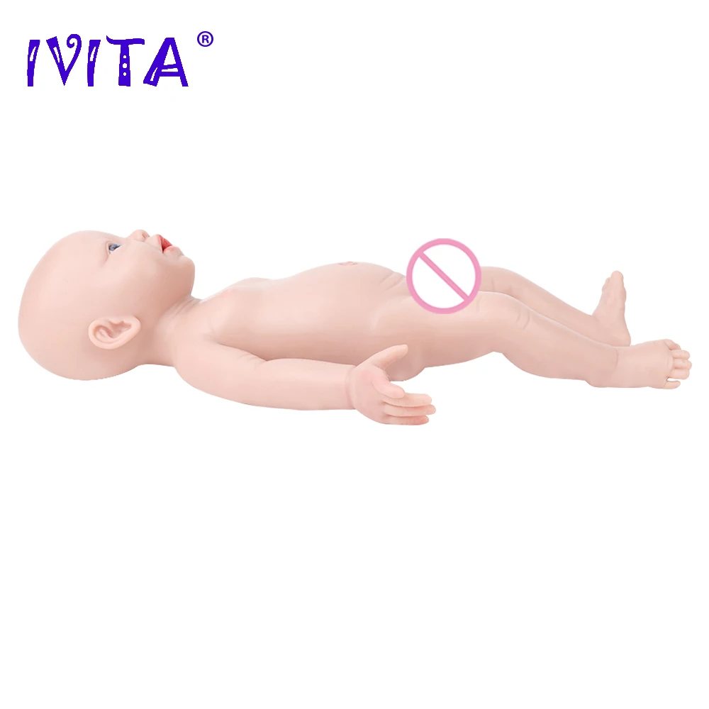 IVITA WG1554 14.96 inch 1.58kg 100% Full Body Silicone Reborn Baby Doll Soft Dolls Realistic Girl Baby DIY Blank Children Toys