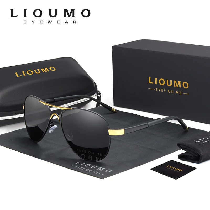 

LIOUMO High Quality Metal Aviation Polarized Sunglasses Men Women Luxury Coating Lens For Driving Anti-Glare gafas de sol hombre