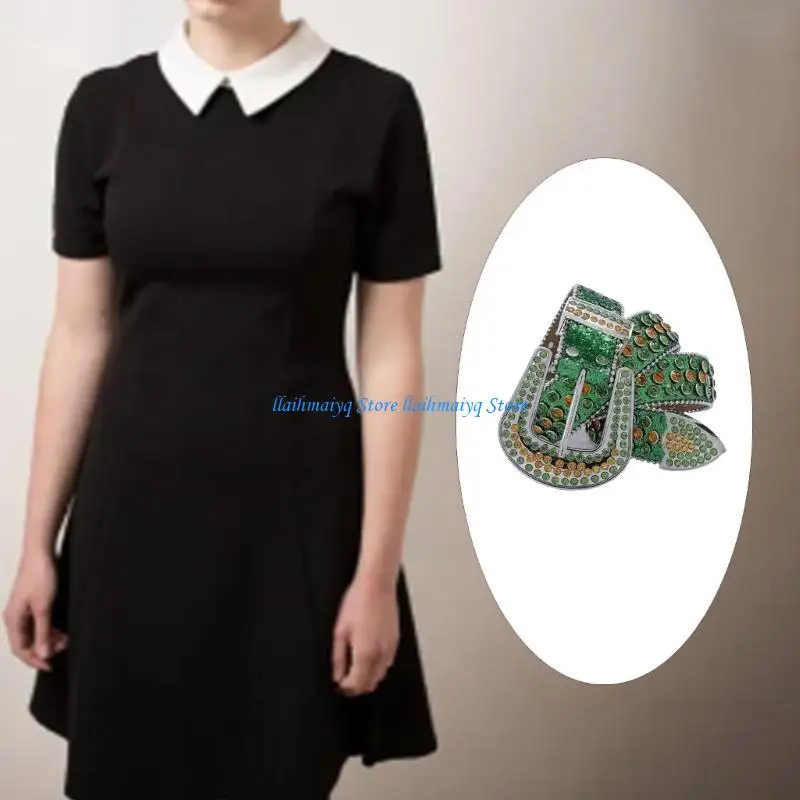 573B Fashion Adult Belt Sequins Waist Belt Wear Resistant Shimmering Belt