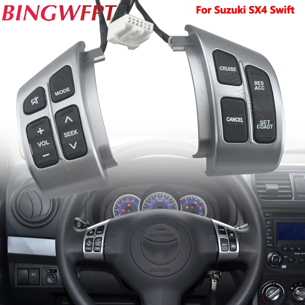 Oryginalny przełącznik tempomatu przycisk głośności audio przyciski na kierownicy dla Suzuki SX4 Swift 2006-2013 zestaw akcesoriów samochodowych