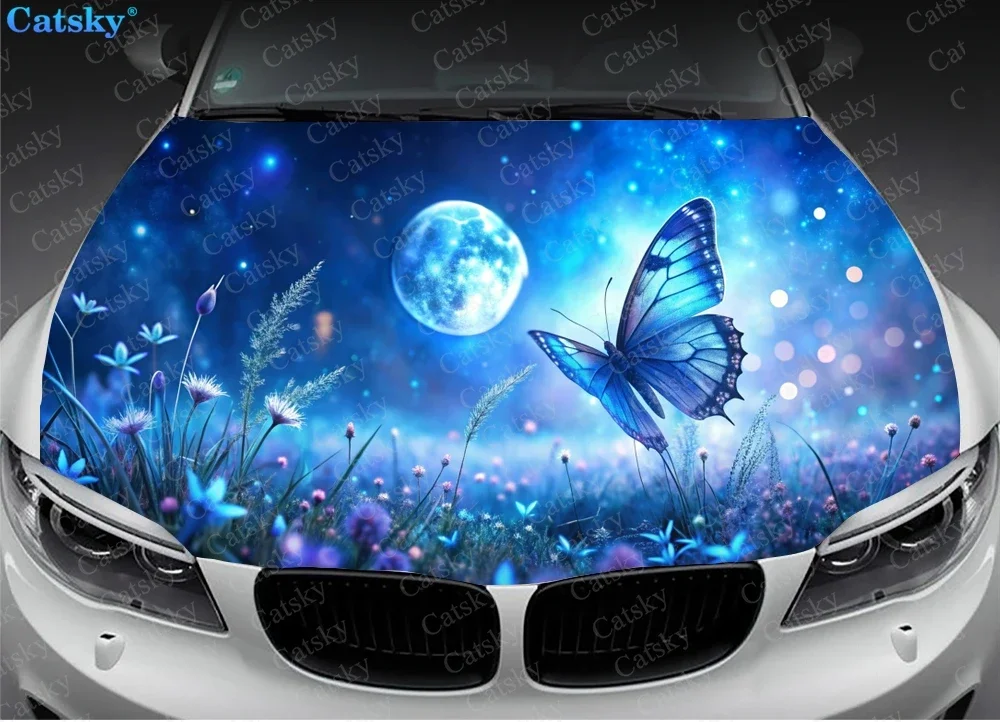 Butterfly Wonderland Car Hood Decal Stickers Wrap Vinyl Film Engine Cover Decals Sticker Car Hood Protective Film