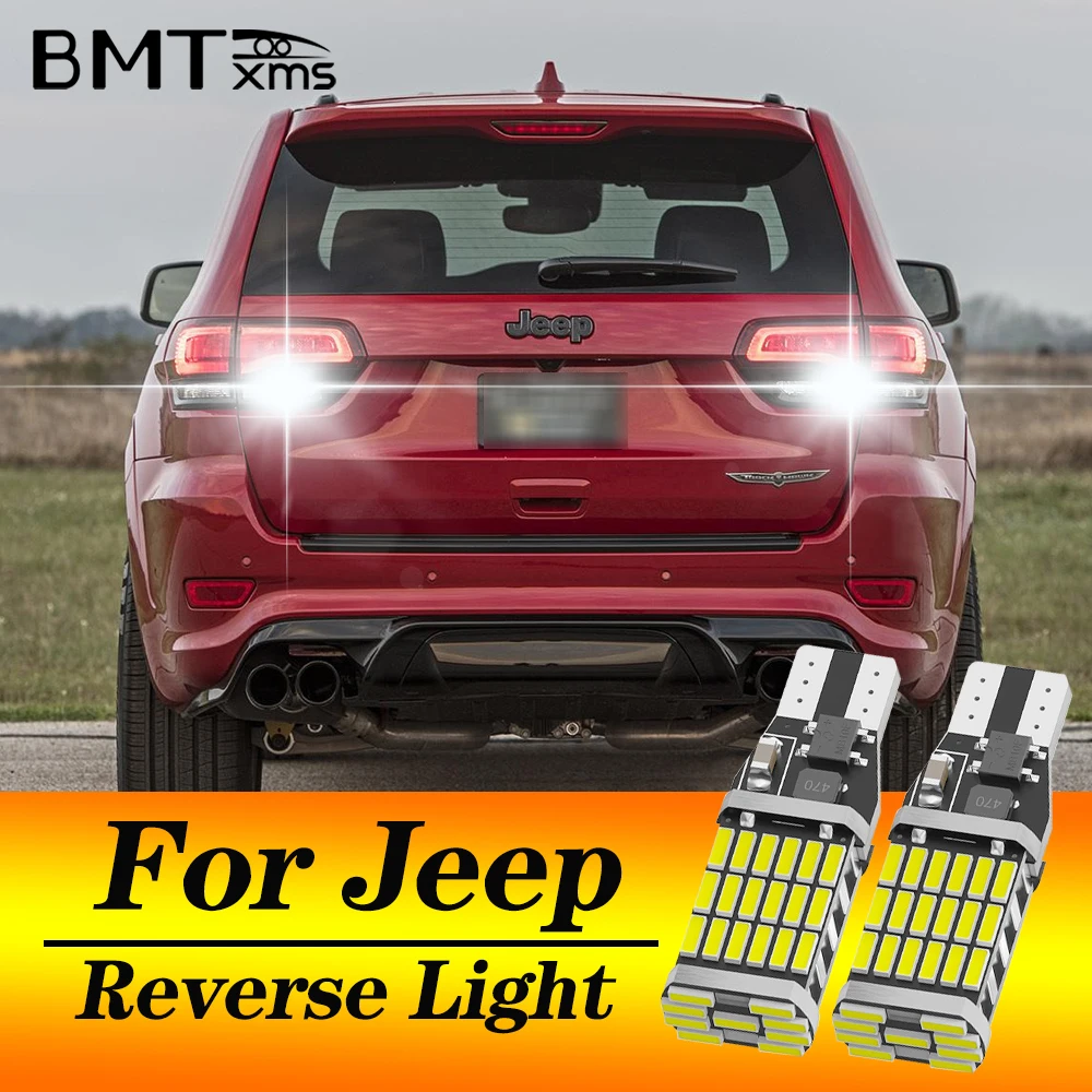 

BMTxms 2PCS T15 W16 LED Reverse Light Car Backup Bulb For Grand Cherokee 4 Compass Patriot Renegade Wrangler 3 JK JL Cherokee KL