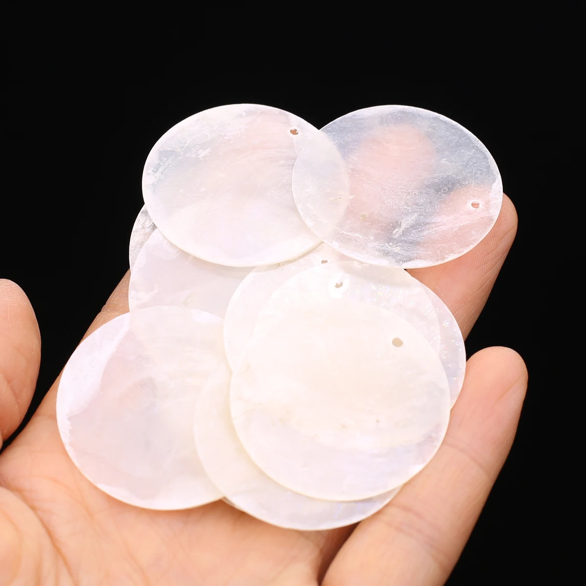 

10 Pcs Lot Round Thin Shells Beads Natural Mother of Pearl Shell Loose Beads for Jewelry Making DIY Women's Earrings Accessories