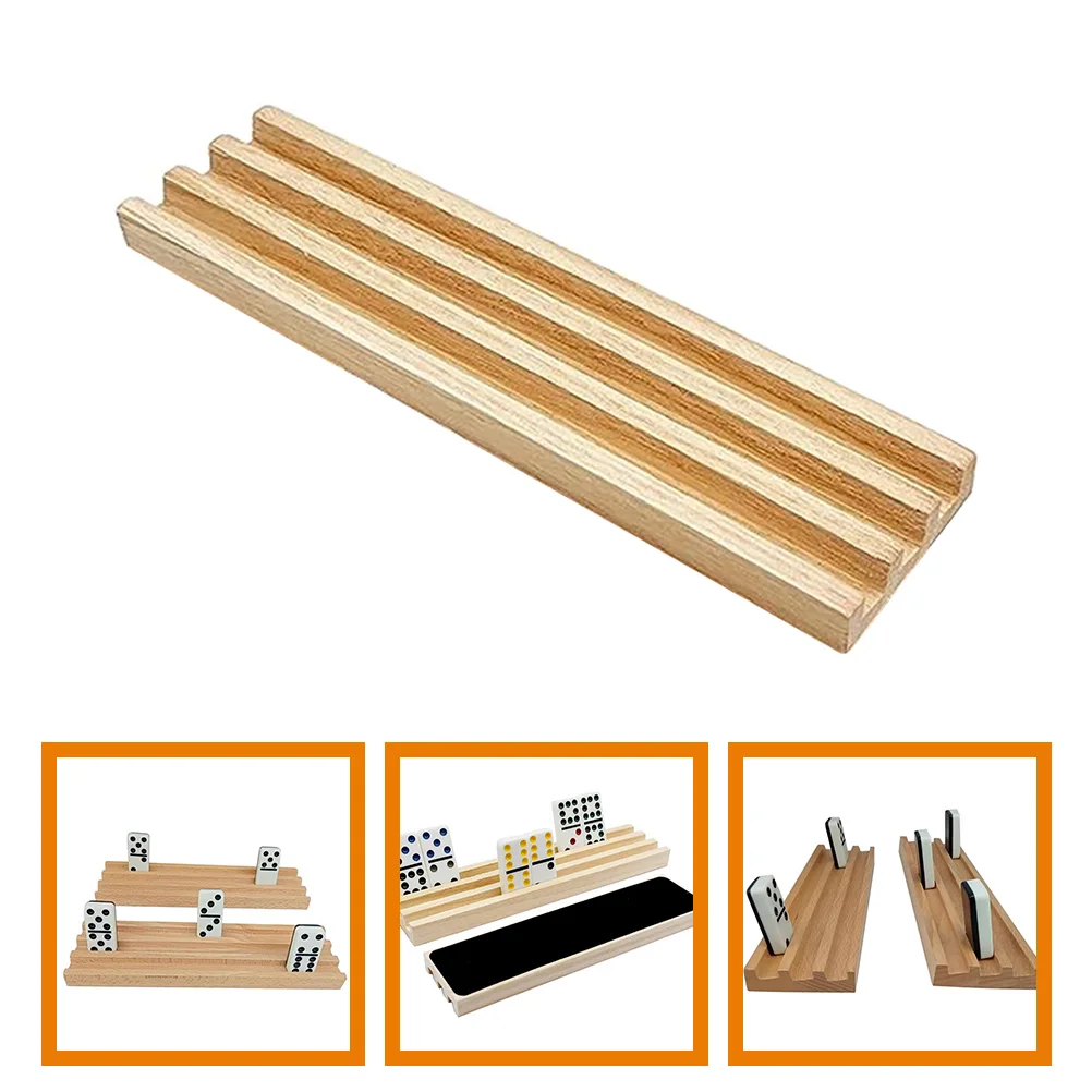 

Tray Wooden Anti-slip Base Tile Holder Domino Racks Display Stand Game Accessories Holders Storage