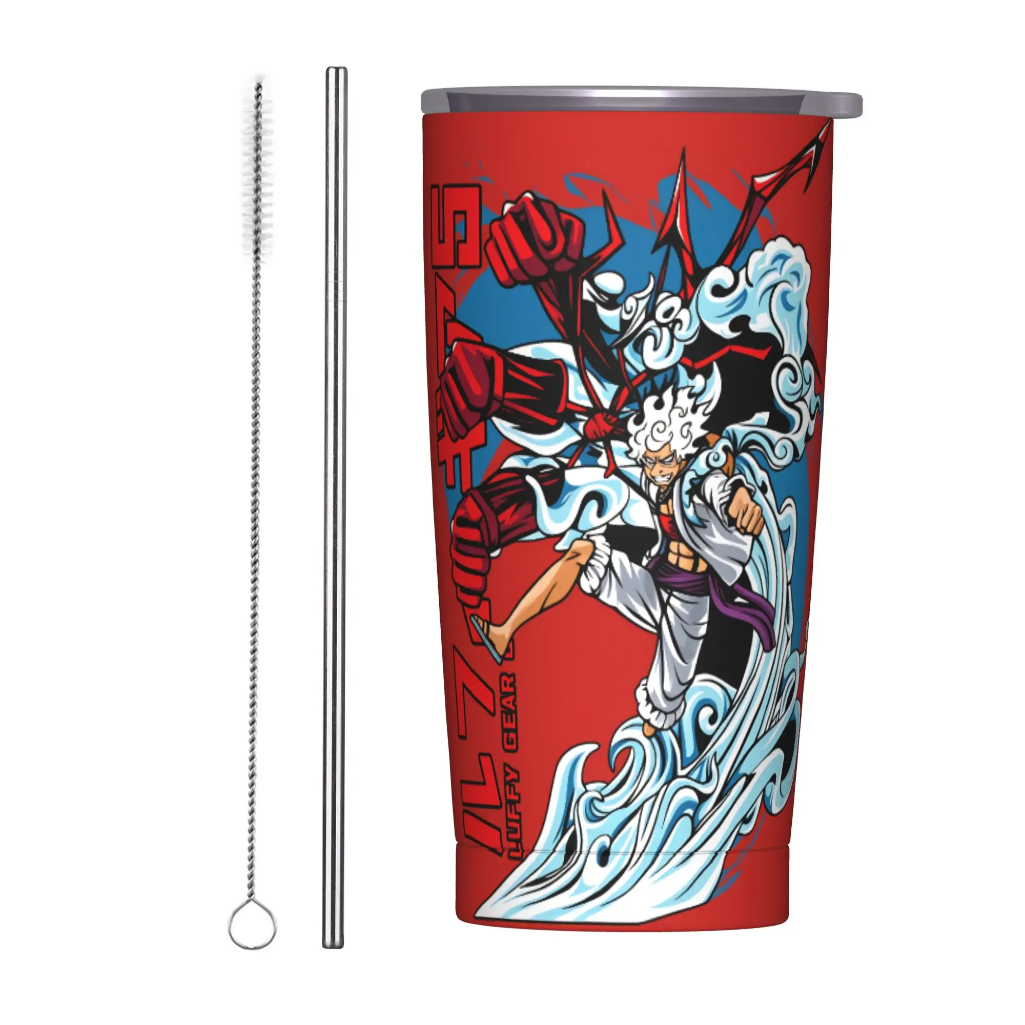 

Обезьяна Д Луффи Стакан из нержавеющей стали Дорожные термочашки с соломинкой и крышкой 20 унций Автомобильные кружки Горячие напитки Бутылка для воды