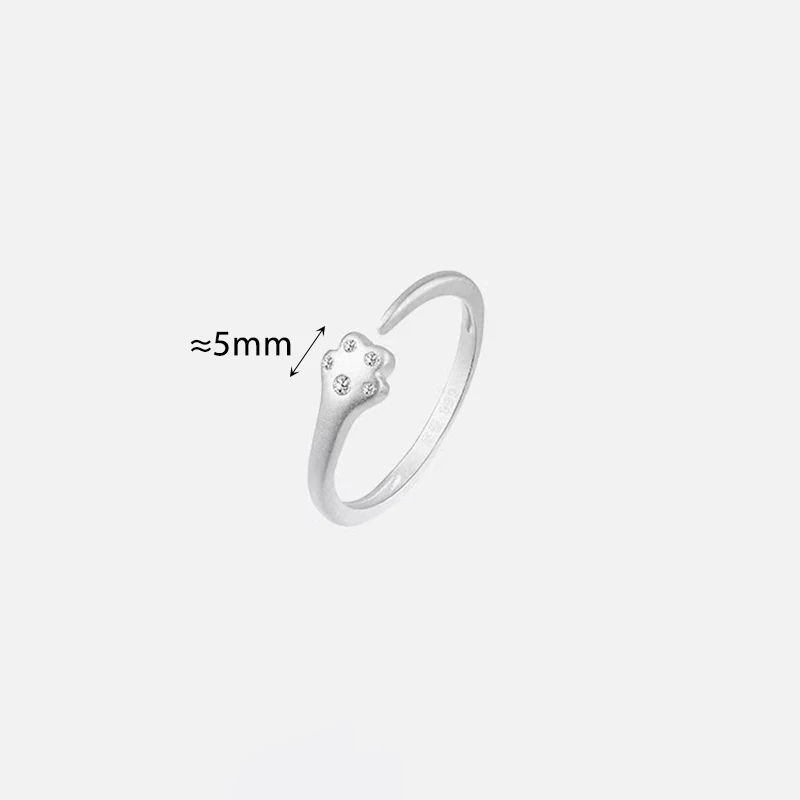 Silver Color Cute Cat's Paw Zircon Opening Ring for Charming Women Fashion Jewelry Ajustable Cartoon Sweet Accessories
