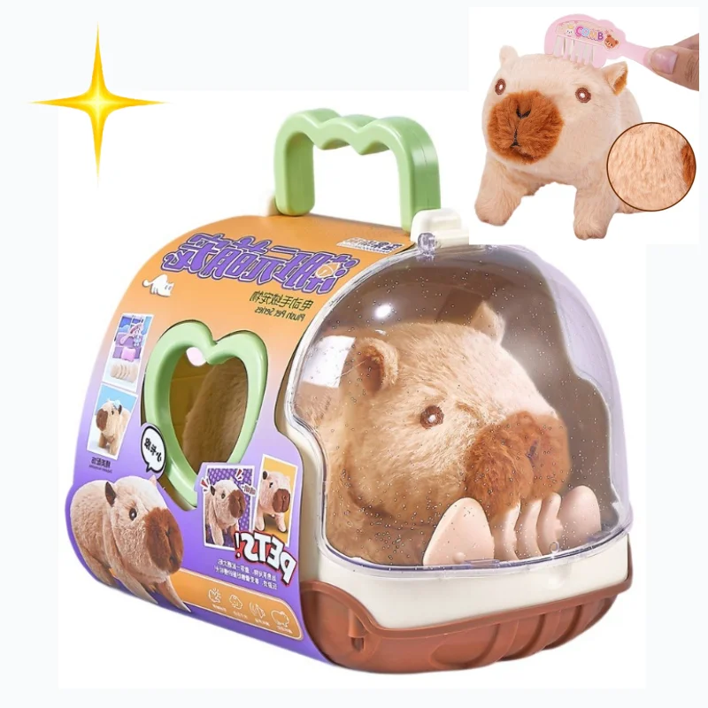 2025 Nuova bambola di peluche Capibara elettrica - Animale domestico che cammina che canta per bambini, regalo di Natale interattivo ad attivazione vocale