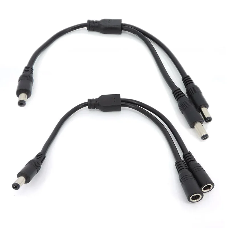 10A 18awg 19V 24V 12V 2 Way DC 1 Male to 2 Male Female Splitter Connector Power Supply Adapter Extension Cable 5.5x2.1mm Plug