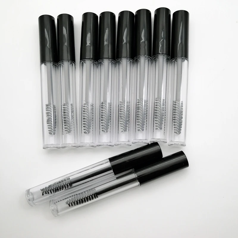 

50pcs 3/10ml Empty Mascara Tube Eyelash Cream Vial Liquid Bottle Sample Cosmetic Container with Leakproof Inner Black Cap