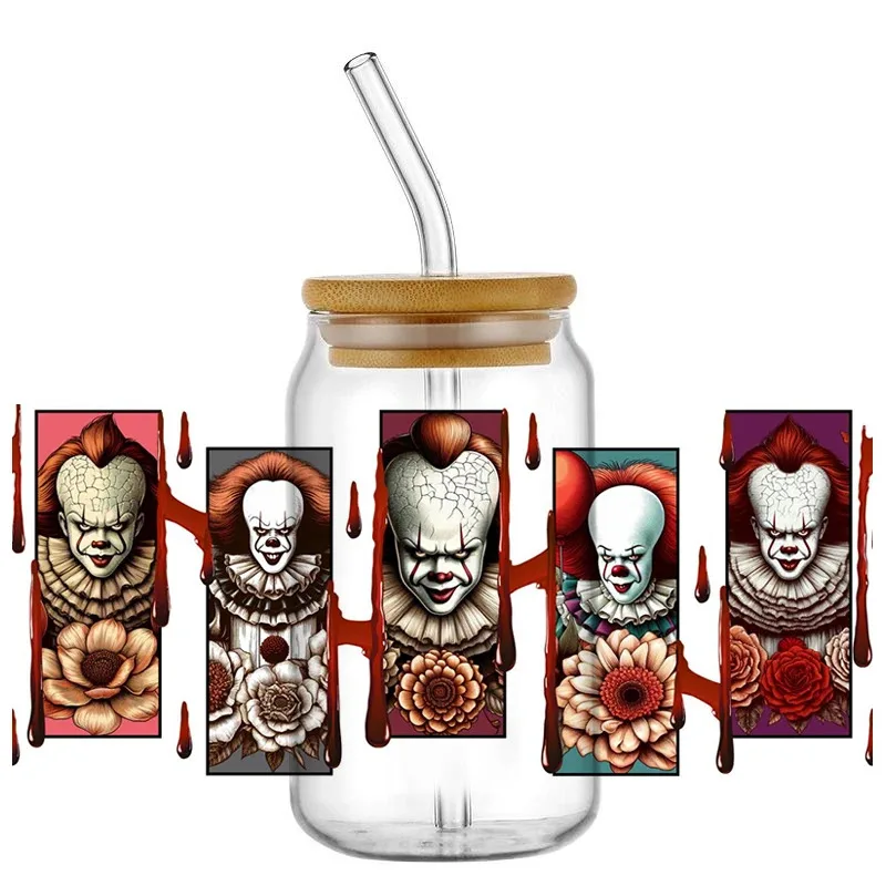 

Halloween horror pattern For The 16oz Libbey Glasses Wraps Cup Can DIY Waterproof Easy To Use Custom Decals