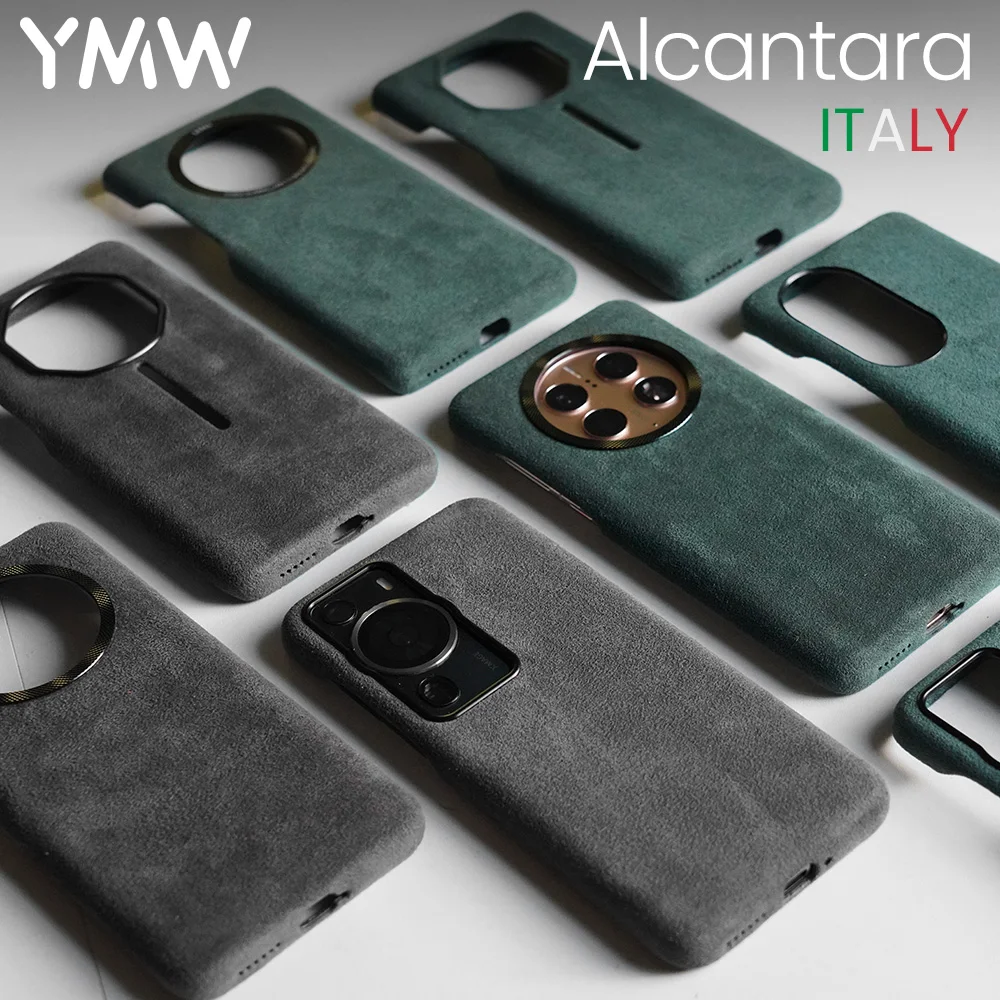 YMW ALCANTARA Case for HUAWEI Mate40 50 Pro 40 RS P60 Luxury Business Supercar Interior Same Suede Leather Phone Cover