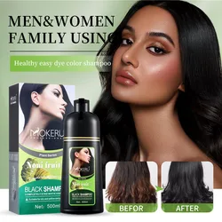 Natural Black Hair Dye Cream for Men and Women, Non-irritating, Non-stick Scalp Argan Oil Plant Pure White Hair Covering Shampoo