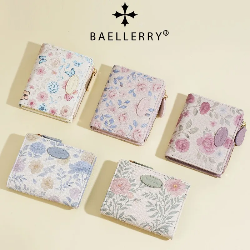 Portfelik Baellerry z uroczym nadrukiem kreskówkowym dla dziewczynki, etui na karty, portmonetka na zdjęcia i monety, idealny prezent urodzinowy dla córki, portfel studencki z PU.