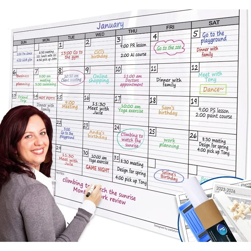 Dry Erase Monthly Extra Large White board Calendar for Wall, 38