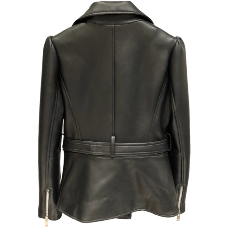 2024 Sheepskin jacket zipper removed S-XXL luxury jacket women casaco feminino blazers real leather jaqueta black and white