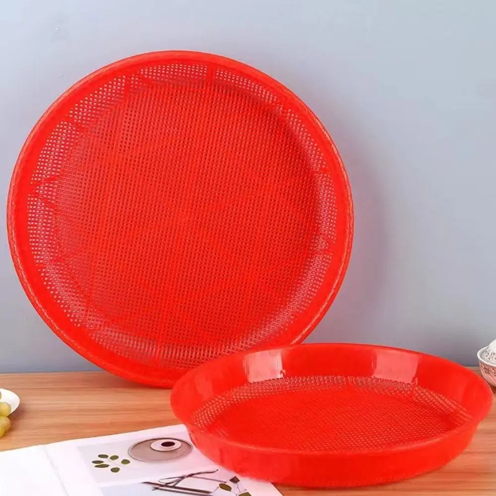 

Exquisite Plastic Sieve Basket Round Red Fruit Basket Thickened Food Storage Tray Home