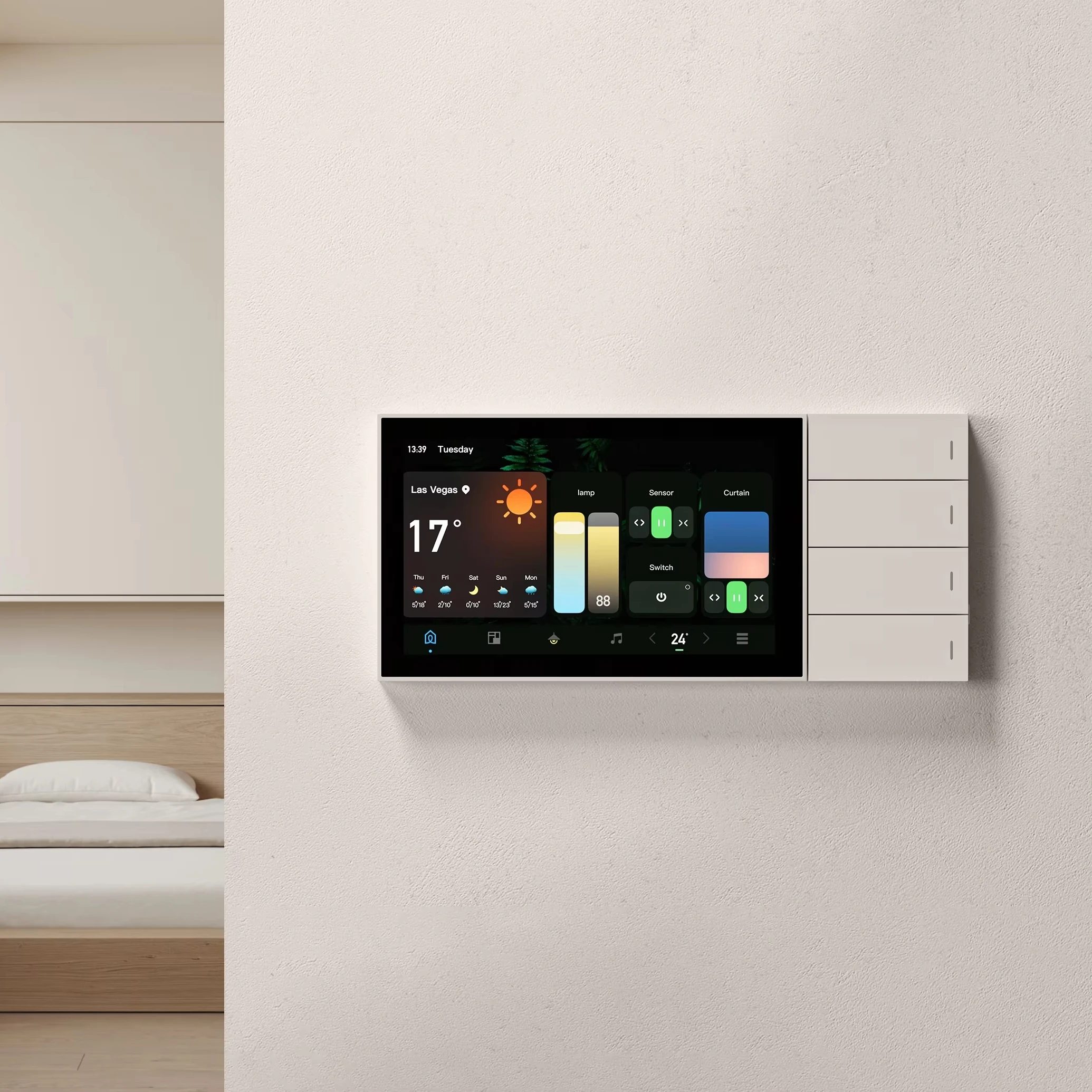

Smart Home AC Control Panel Light Switch Dimmer Automation Touch Screen Control Pad Wi-Fi/CoSS/ZigBee LifeSmart App Nature 7