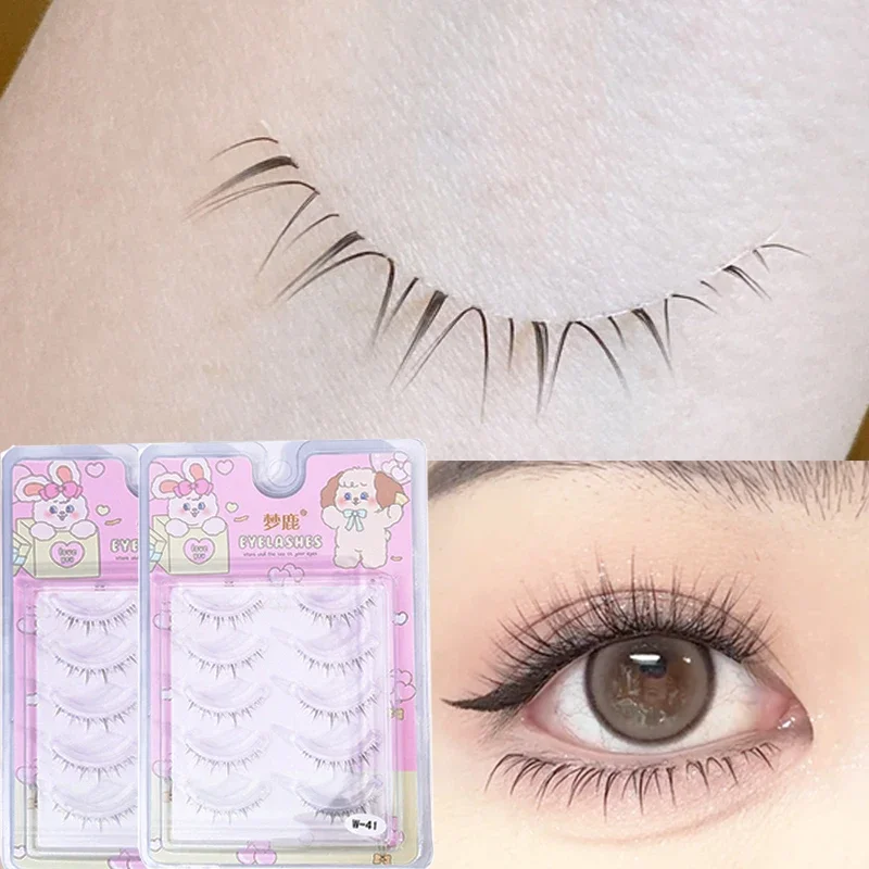 Klare Band-Manga-Unterwimpern, 3–7 mm, braun, schwarz, unter Wimpern, weich, natürlich, kurzer Stil, Nachahmung von Handbemalung, künstliche Wimpern