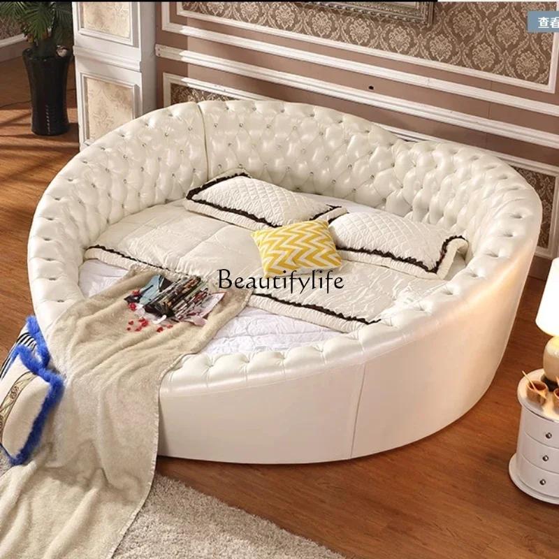 

Smart Home Modern Frame Luxury Double Bed Headboard King Size Full Frames Round Bed Twin Queen Modern Cama Matrimonial Bedroom