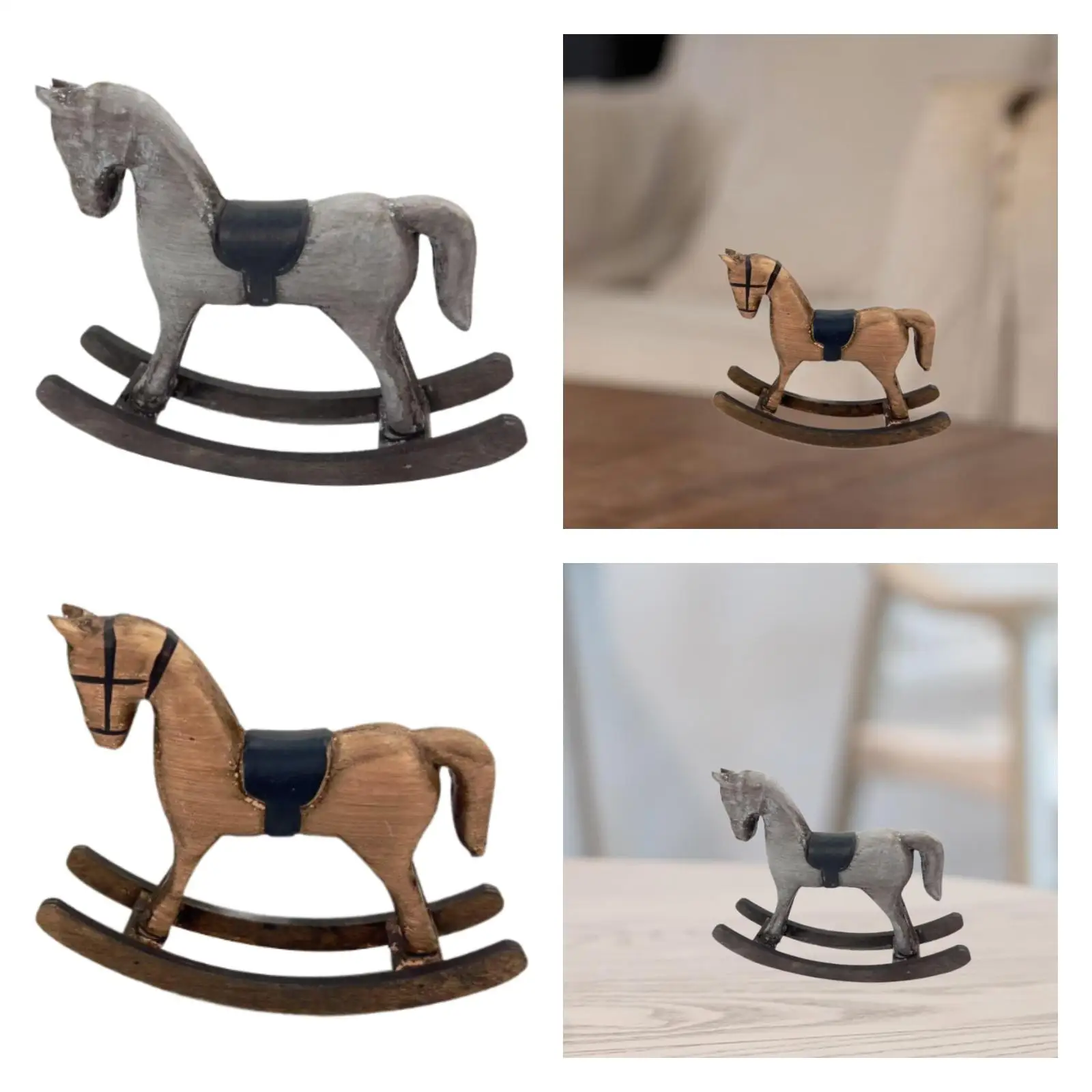 Figurina di cavallo a dondolo, ornamento da tavolo per centrotavola da tavolo per camera da letto