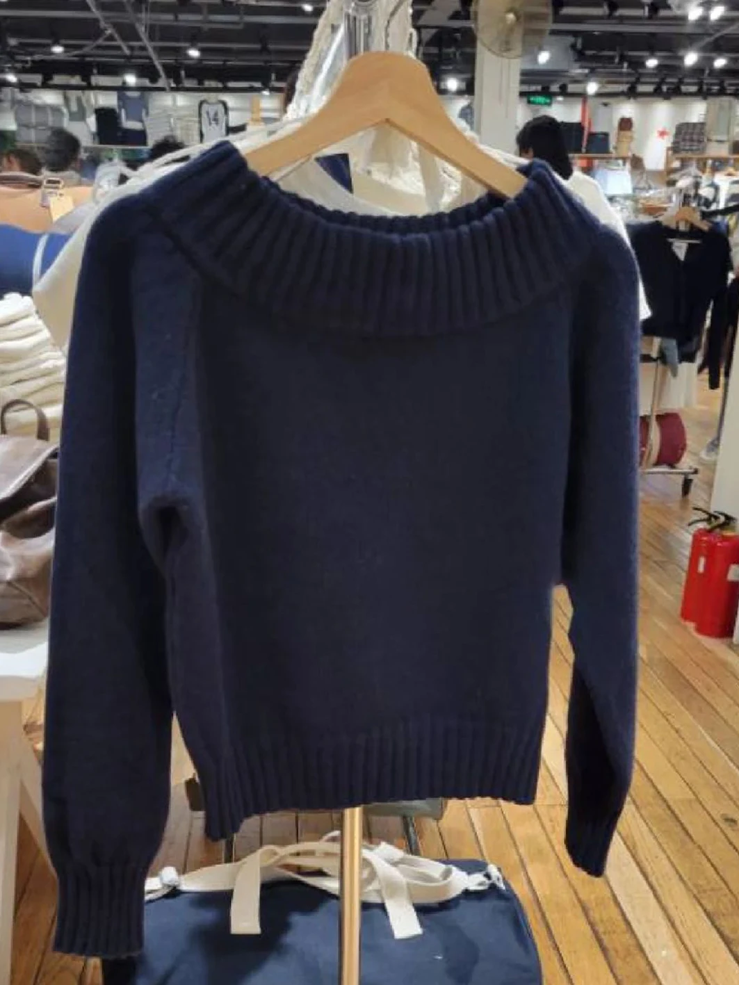 Vintage Navy Slim Cropped Sweater Woman Autumn Slash Neck Long Sleeve Warm Pullover Casual Simple Sweet Cotton Sweaters Top