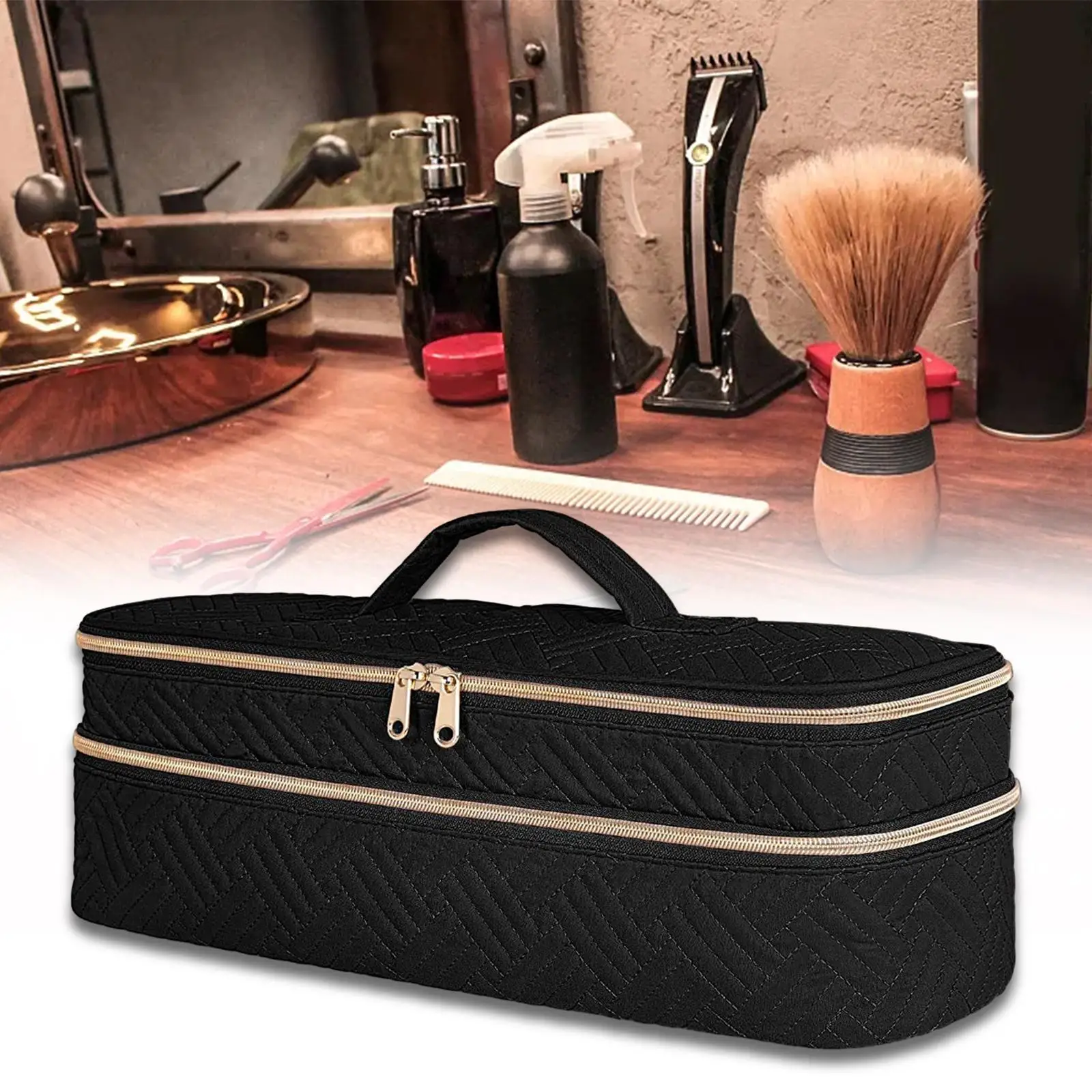 Organizer Bag for A Step Hair Dryer and Straightener with Layer Design